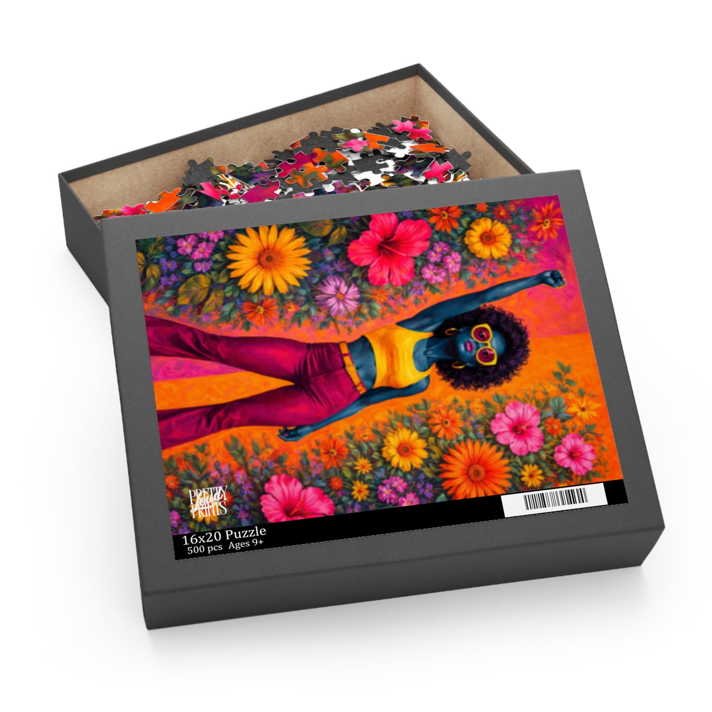 Vibrant Flower Power Puzzle — Retro 120/252/500-Piece Jigsaw