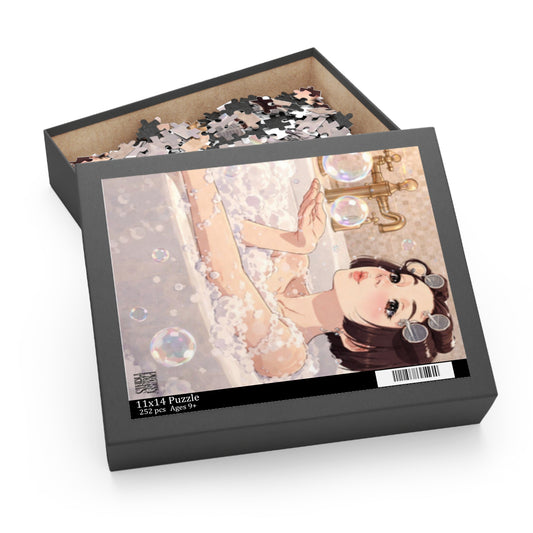 Bath Time Bubbles Puzzle — Cute Anime Girl 252/500-Piece Jigsaw