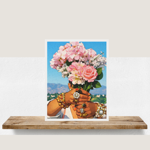 Puzzle — Floral Bouquet with Bejeweled Hands Jigsaw (252/500 pcs)