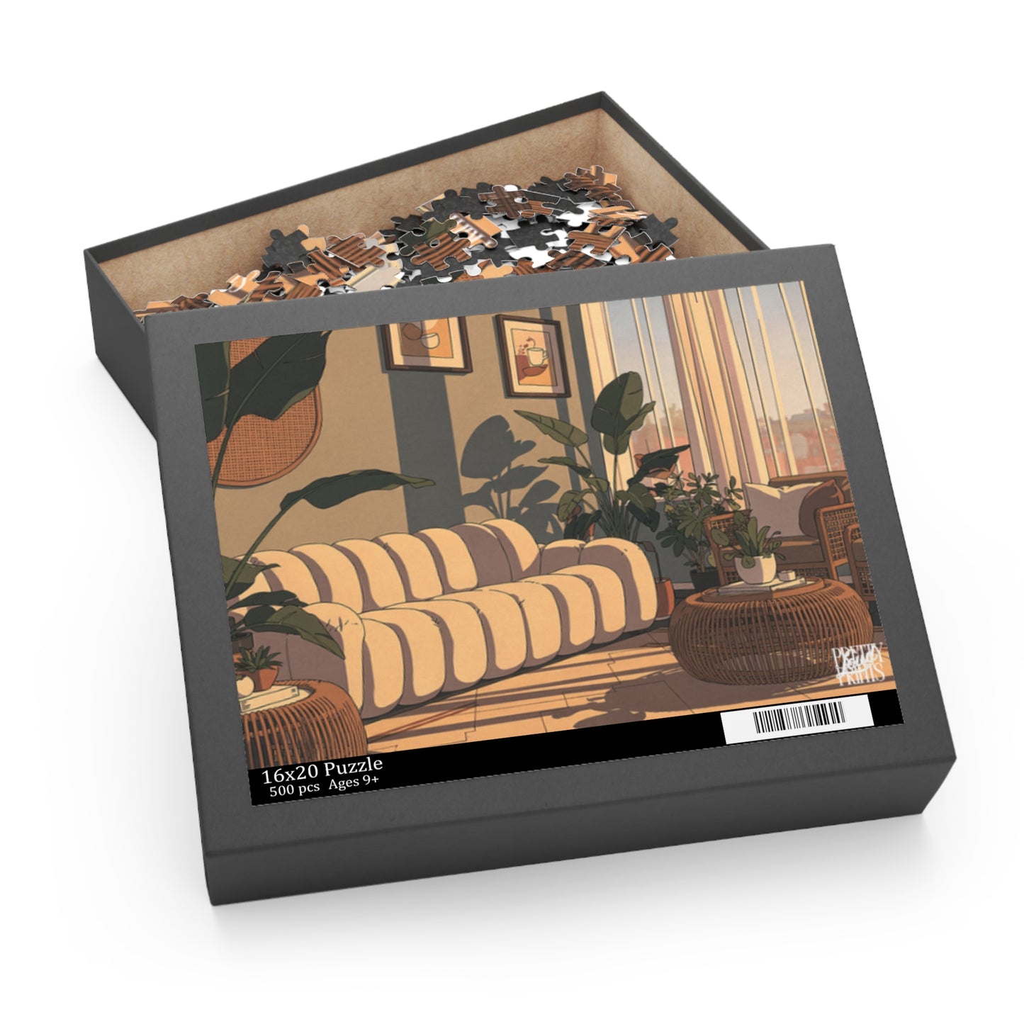 Botanical Cozy Living Room Puzzle — 252/500-Piece Interior Art Jigsaw