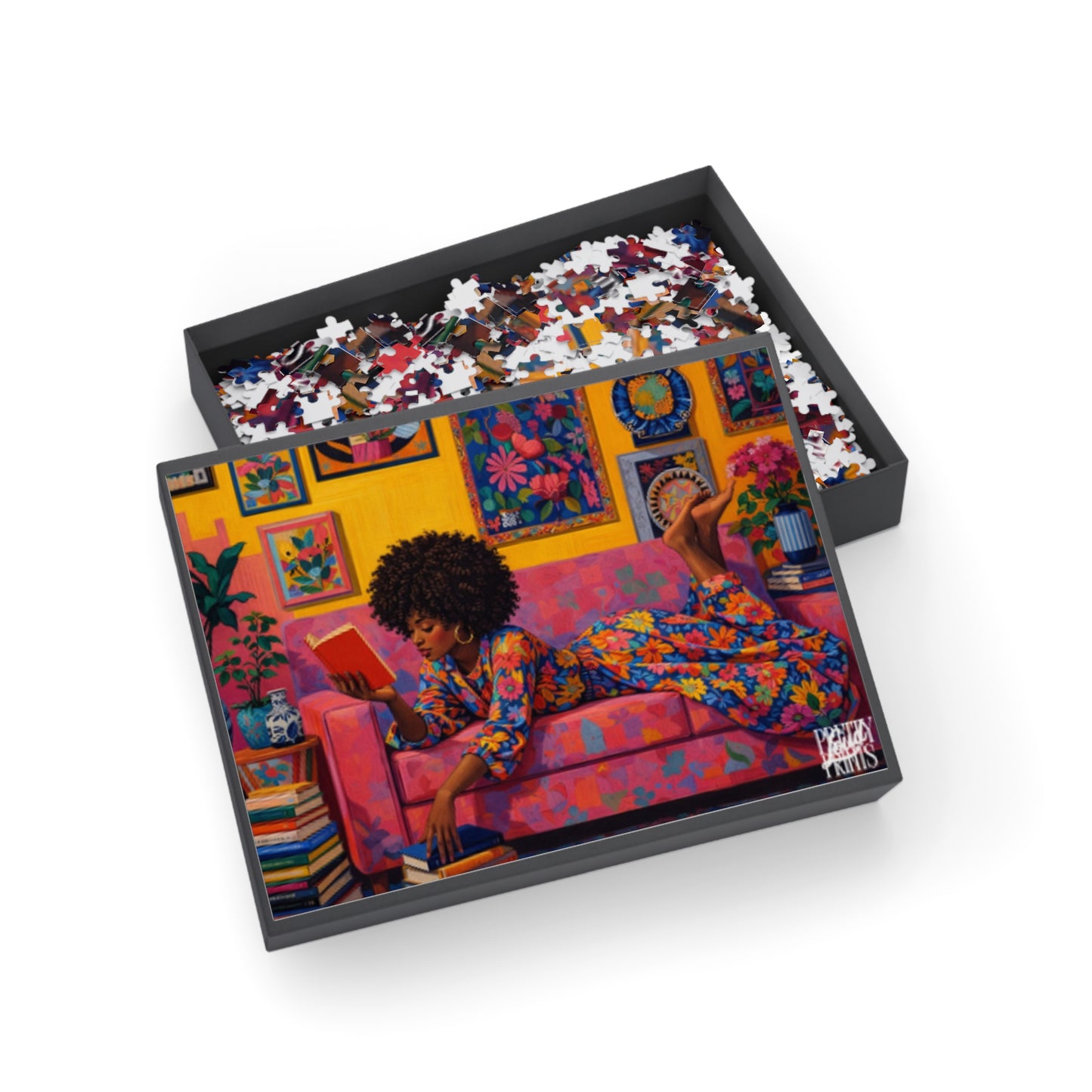 Cozy Reading Nook Puzzle — Colorful Afrocentric Art (96/252/500/1000 pcs)