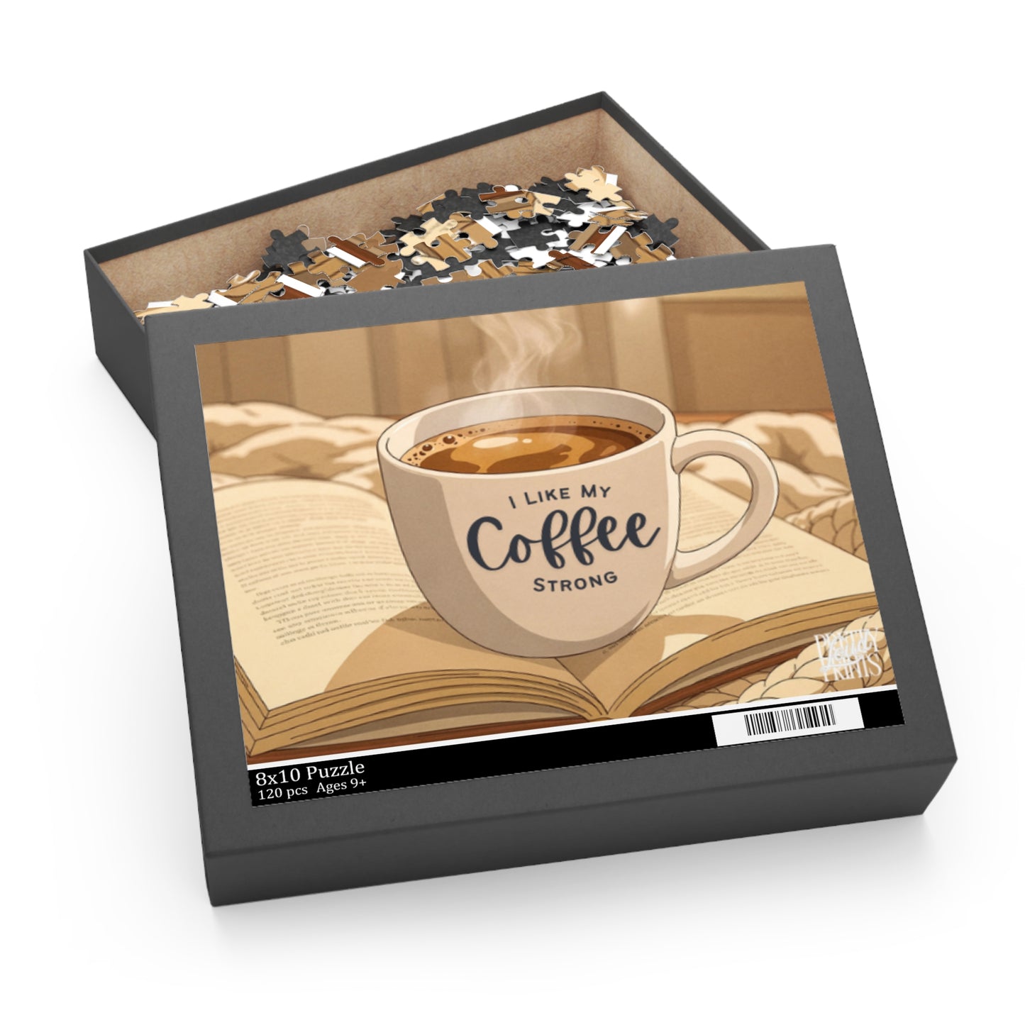 Coffee & Books Puzzle — “I Like My Coffee Strong” Jigsaw (120/252/500 pieces)