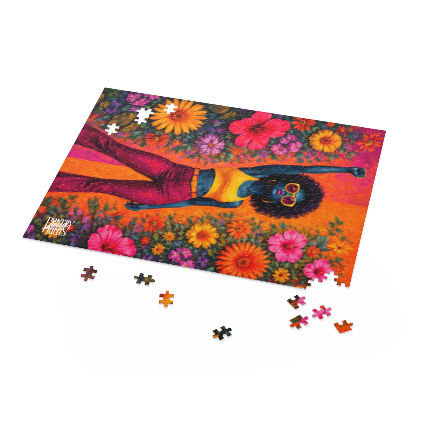 Vibrant Flower Power Puzzle — Retro 120/252/500-Piece Jigsaw
