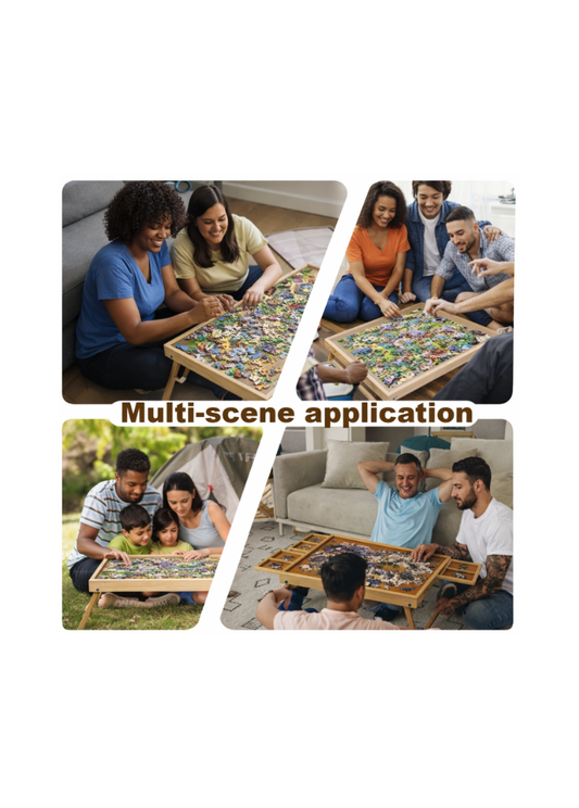 Puzzle Table with Folding Legs