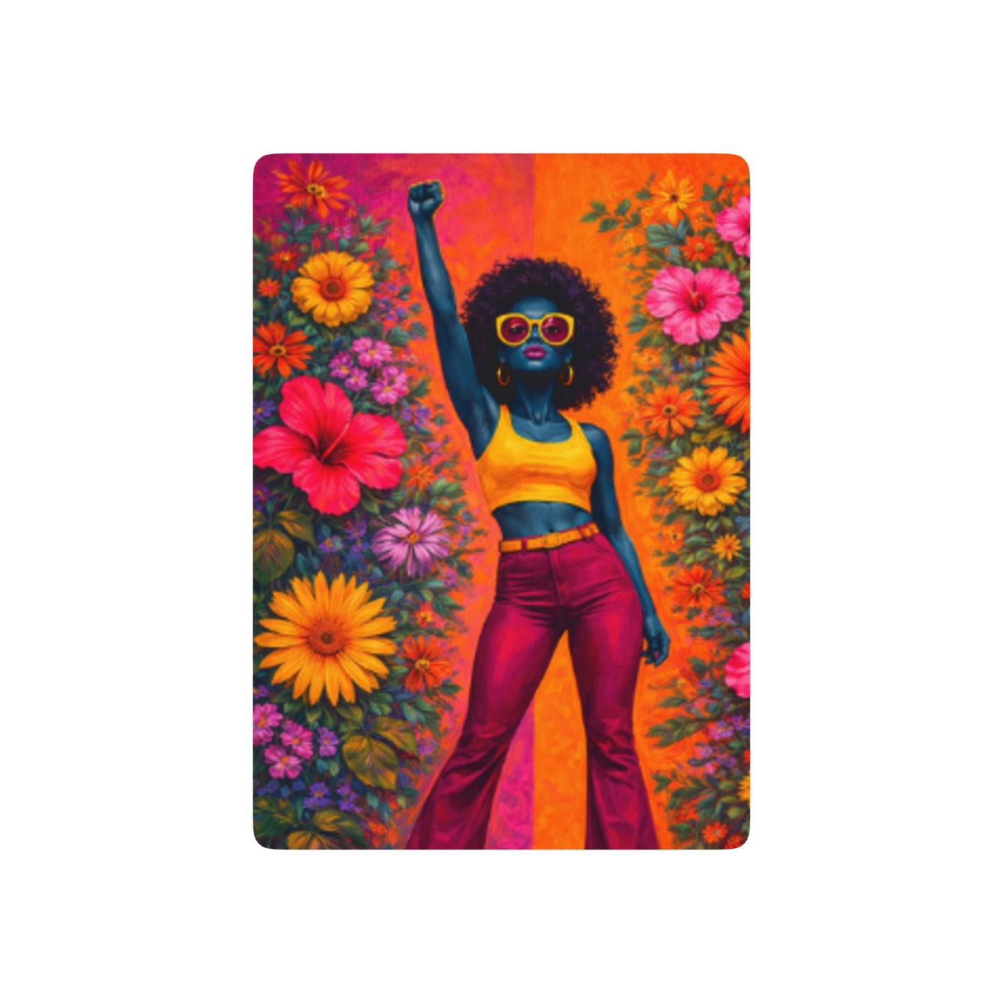 Vintage Afro Disco Poker Playing Cards — Bold Floral Back Design