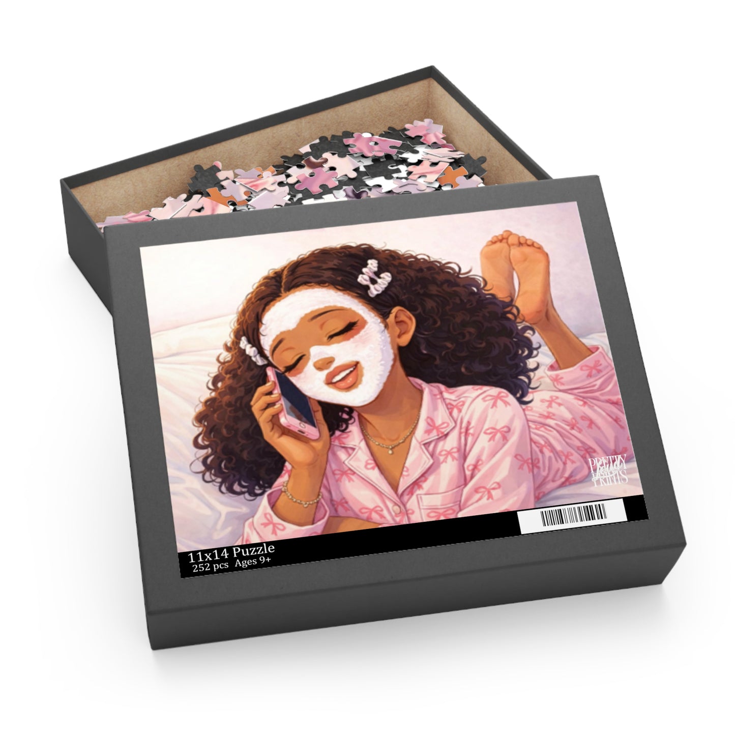 Puzzle — Cozy Self-Care Girl Face Mask Illustration (252/500 pc)