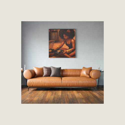 Afro DJ Woman Jigsaw Puzzle — Retro Vinyl Record Music Art (500/1000 pcs)