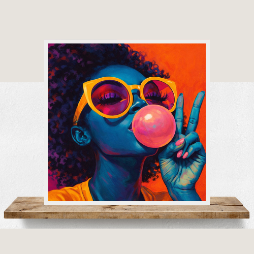Vibrant Pop Art Puzzle — Cool Girl Blowing Bubble (252/500‑Piece)